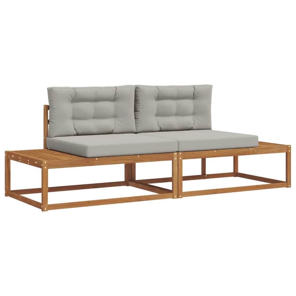Set di divani da esterno-Sofa da giardino con cuscino Grigio Naturale e Chiaro 976902