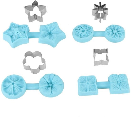 Set di Modelli di Fondant a forma di Fiore - Silicone - 4 pezzi - Utensile per la Cottura - Reutilizzabile - Adatto per Cupcake e Cioccolato - Materiale Sicuro e Duraturo - Facile da Pulire - Modelli per la Cottura