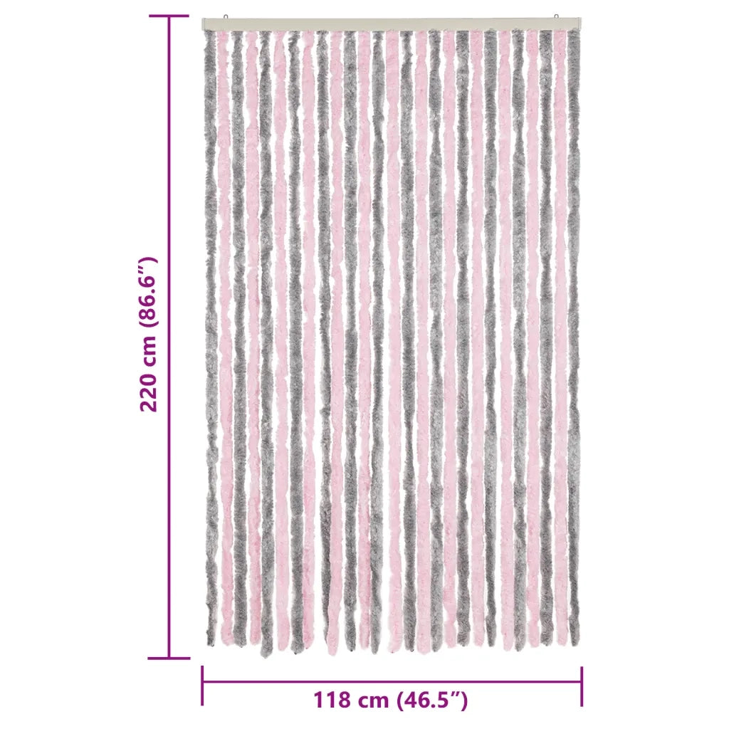 Tenda Antimosche Grigio Argento e Rosa 118x220 cm in Ciniglia CFW7076172