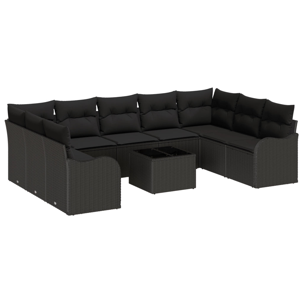 Set di divani da giardino  10 pezzi con cuscini in polyrattan beige