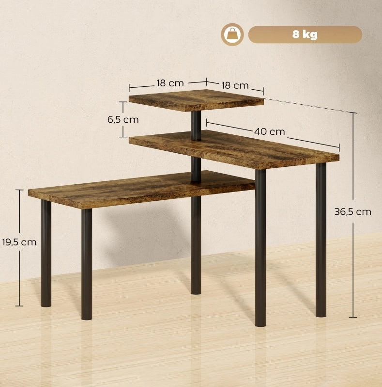 Scaffale da cucina girevole a 3 livelli marrone rustico 40 x 18 x 36,5 cm
