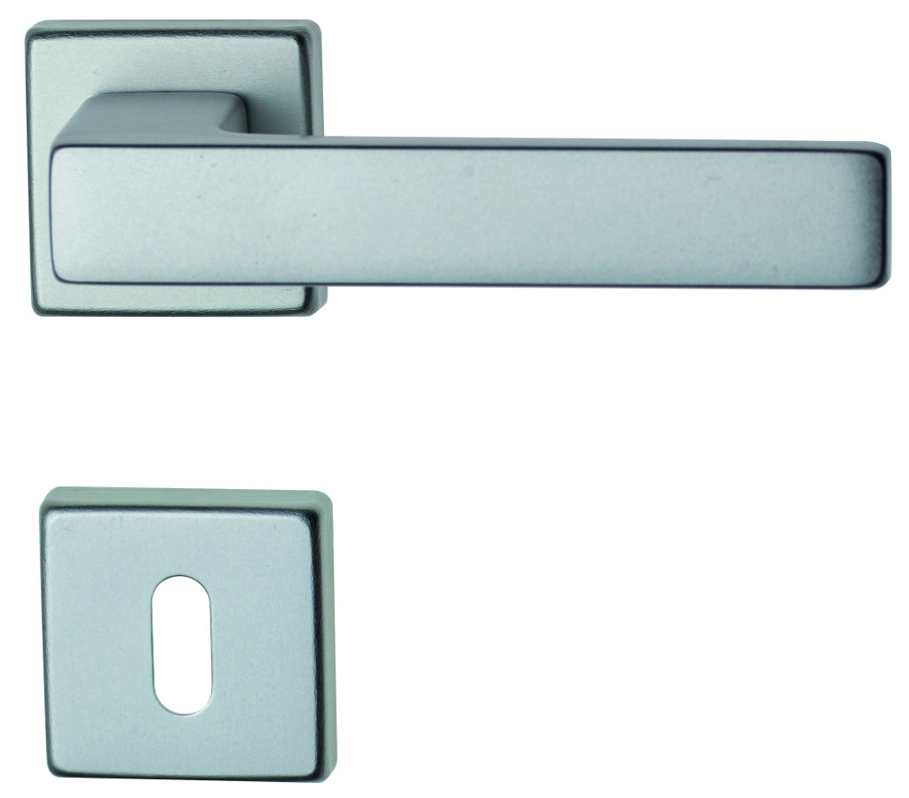Ghidini MANIGLIA CARLO CON ROSETTA PATENT Alluminio Anodizzato Argento