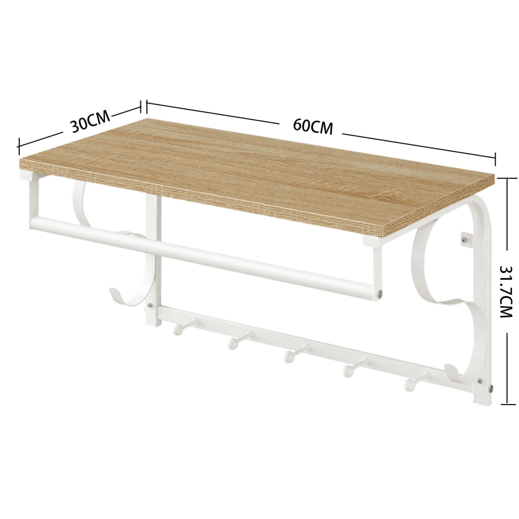 Mensola da parete Valora con ganci - Rovere Sonoma Stile scandinavo