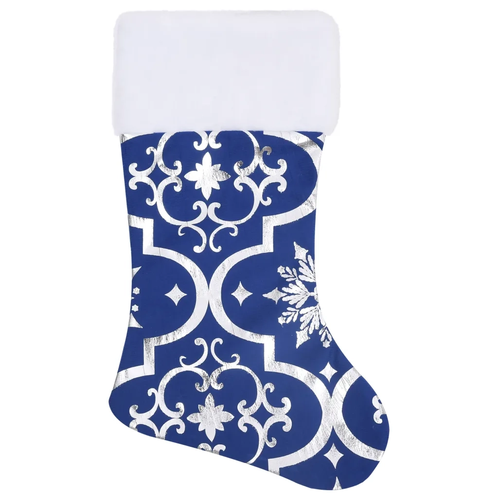Gonna Albero Natale Raffinata con Calza Blu Tessuto 122 cm 330279