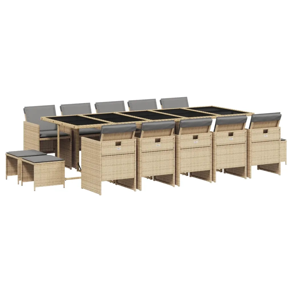 Set Pranzo da Giardino 15 pz con Cuscini Beige Misto Polyrattan 3277763