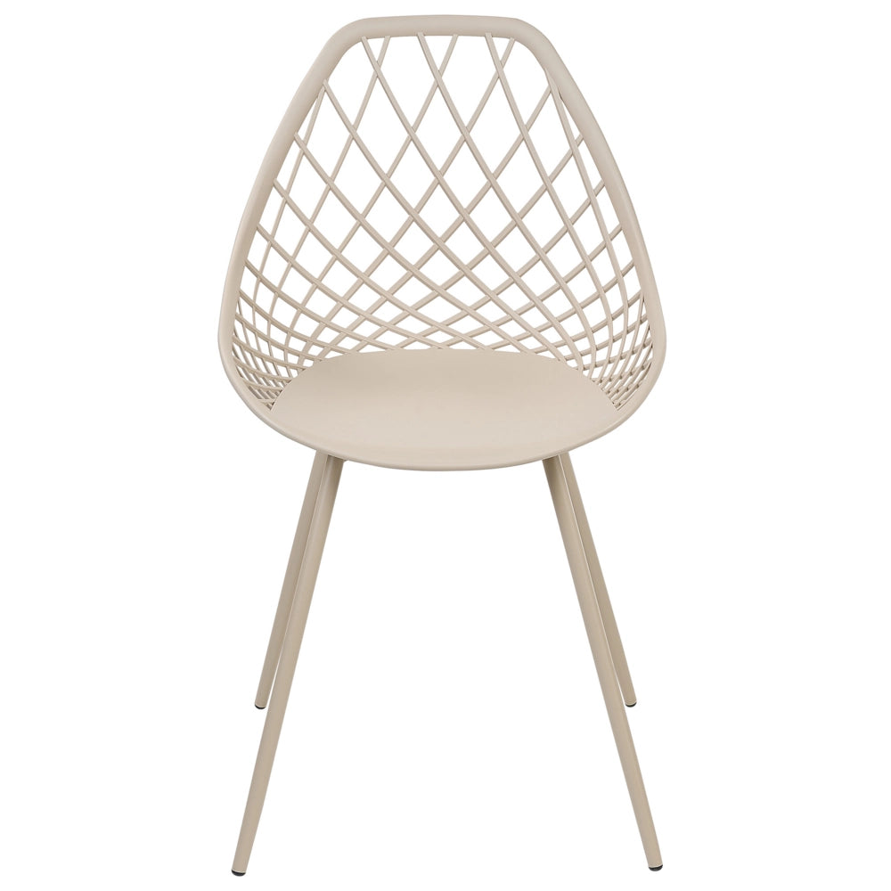 Set di 2 sedie da pranzo in materiale sintetico beige schienale netto design scandinavo moderno