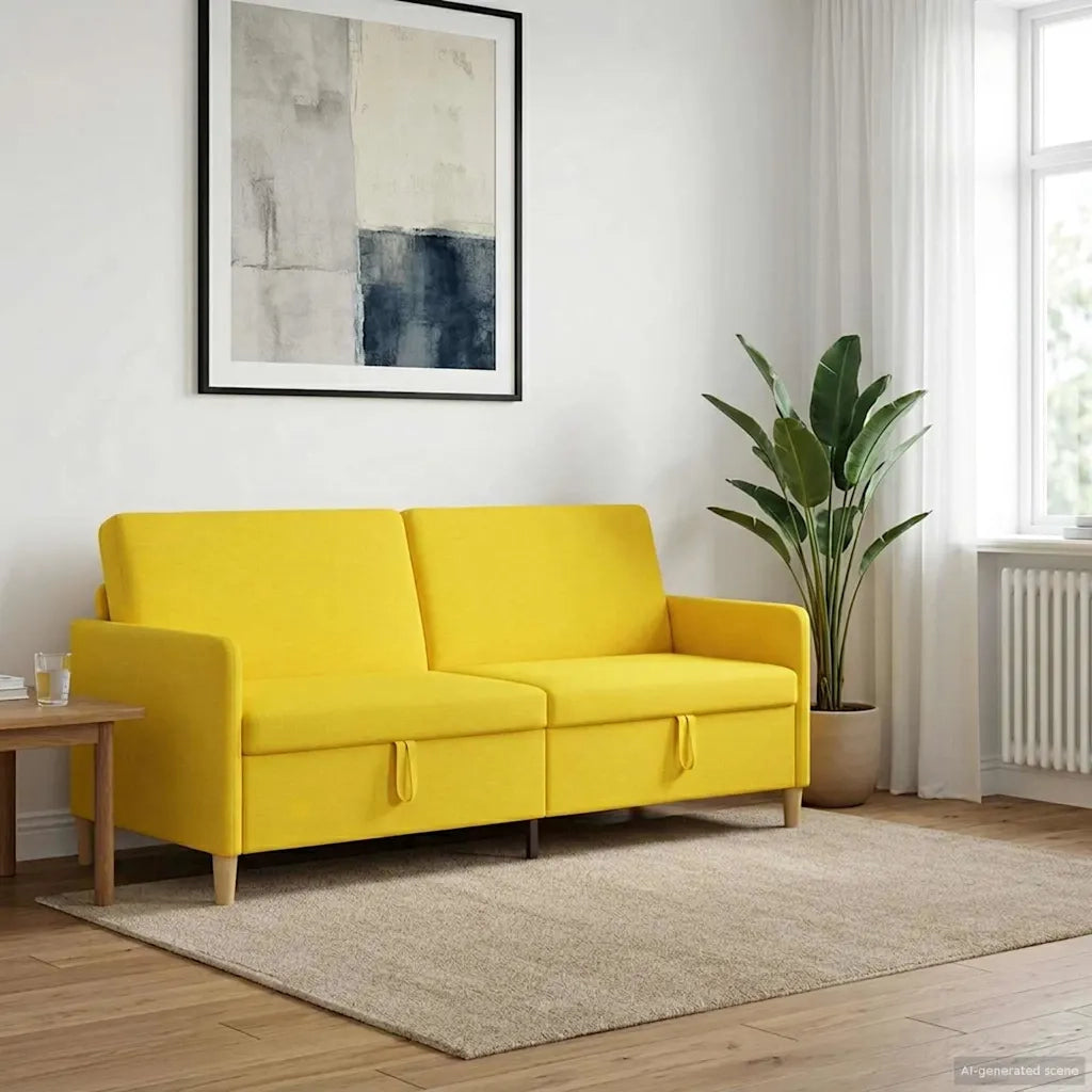 Divano con Storage Giallo Chiaro 192 x 78 x 87 cm Poliestere 42036985