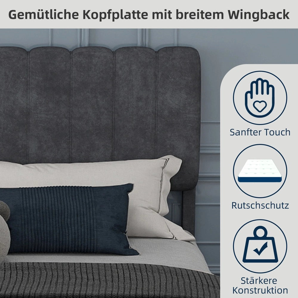 Letto Contenitore Imbottito con Testiera ¨C Xylo ¨C Grigio 160x200 cm