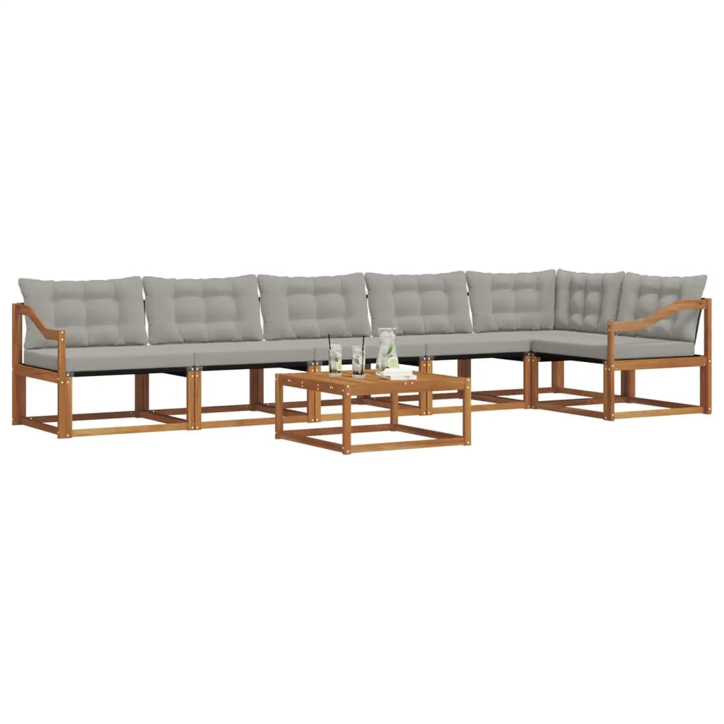 Set di divani da esterno 7 pcs Grigio Naturale e Chiaro 3369538