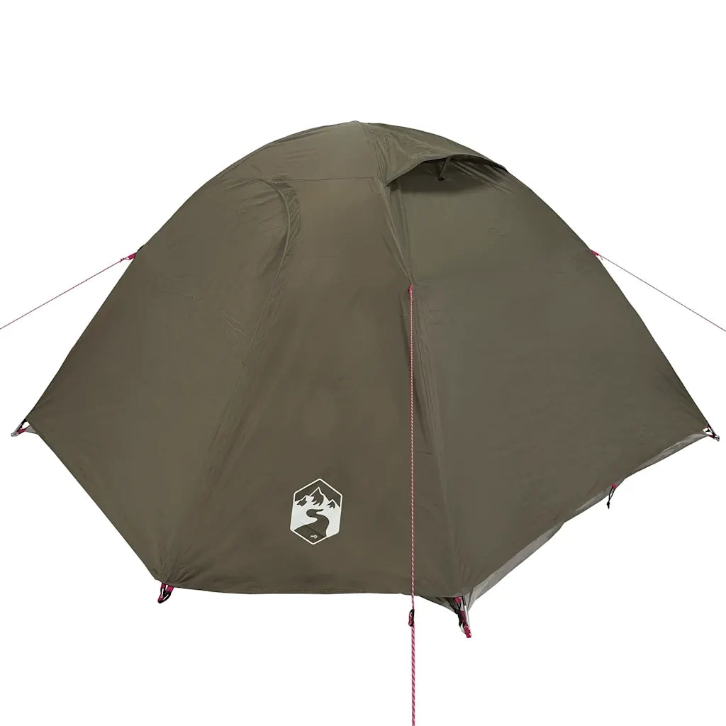 Tenda da Campeggio a Cupola per 3 Persone-Tenda per Escursionismo Marrone Impermeabile