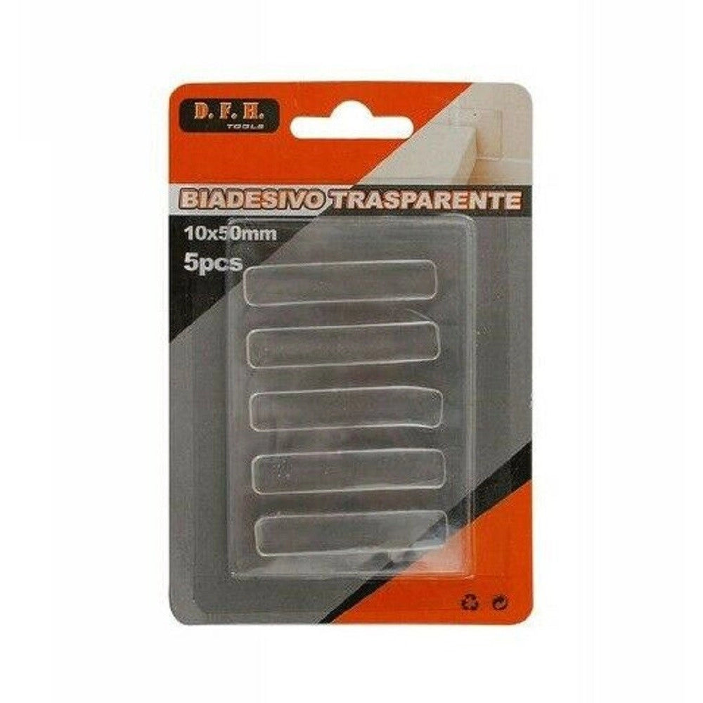 Trade Shop - Set 5 Pezzi Strisce Gommini Biadesivo Trasparente Protezione Casa 10x50 Mm 66100 -