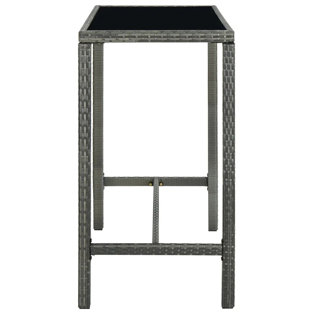 Tavolo da Bar per Esterni Grigio 130x60x110cm Polyrattan Vetro cod mxl 34336