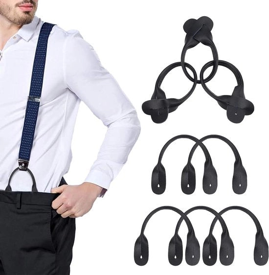 8 set di cinghie in pelle per cinture con bottoni, regolabili, nero, 24 cm - sostituzione elastica per abiti da sposa o da sera