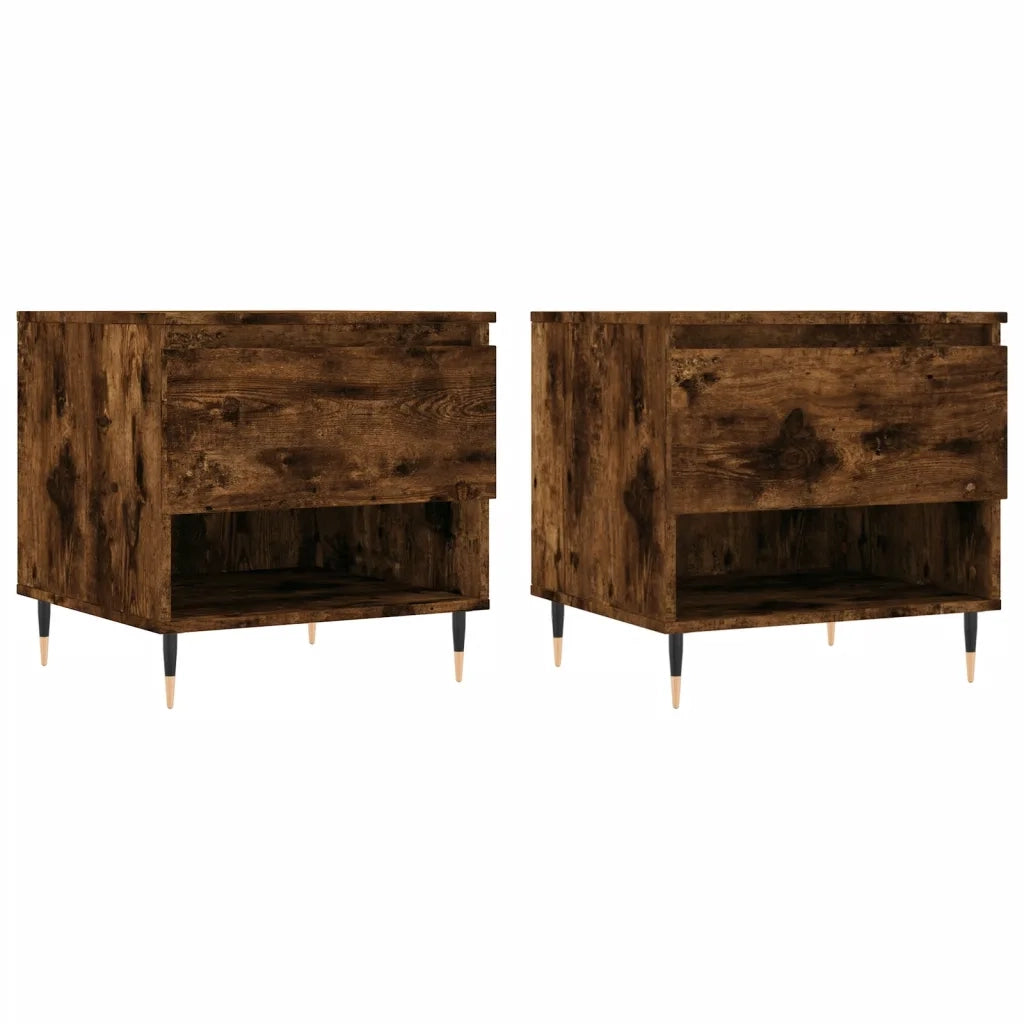 2 pz Tavolini salotto | Tavolino da caff¨¨ | Tavolino da Soggiorno Rovere Fumo 50x46x50 cm Legno Multistrato