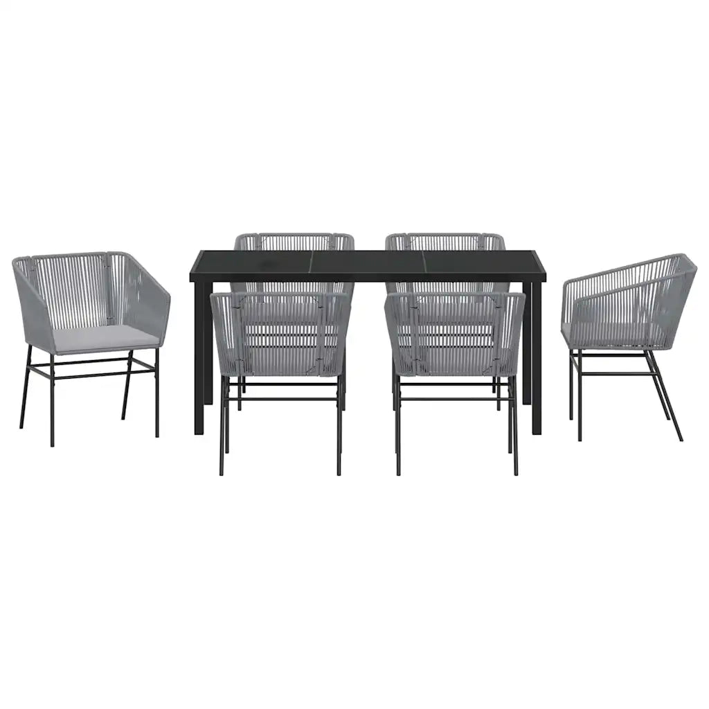 Set da Pranzo per Giardino con cuscino 7 pcs Grigio 3380936