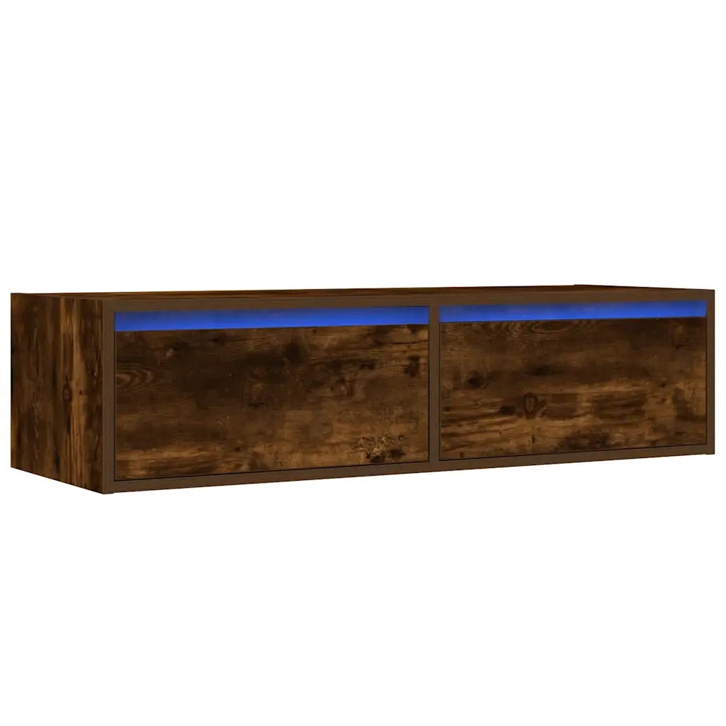 vidaXL Mobile Porta TV con Luci LED Rovere Fumo 100X35,5x25 cm