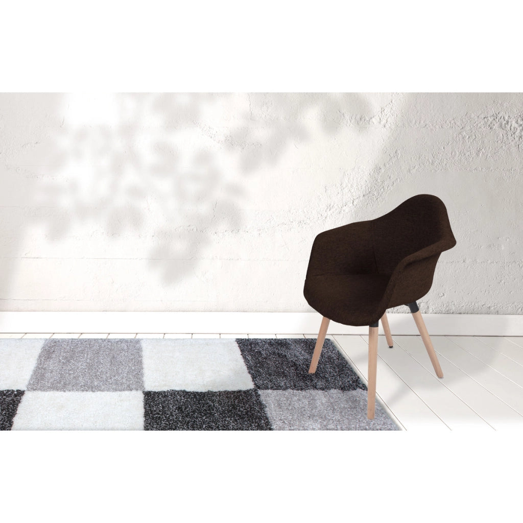Set di 2 Poltroncine Winston in Tessuto Marrone e Legno