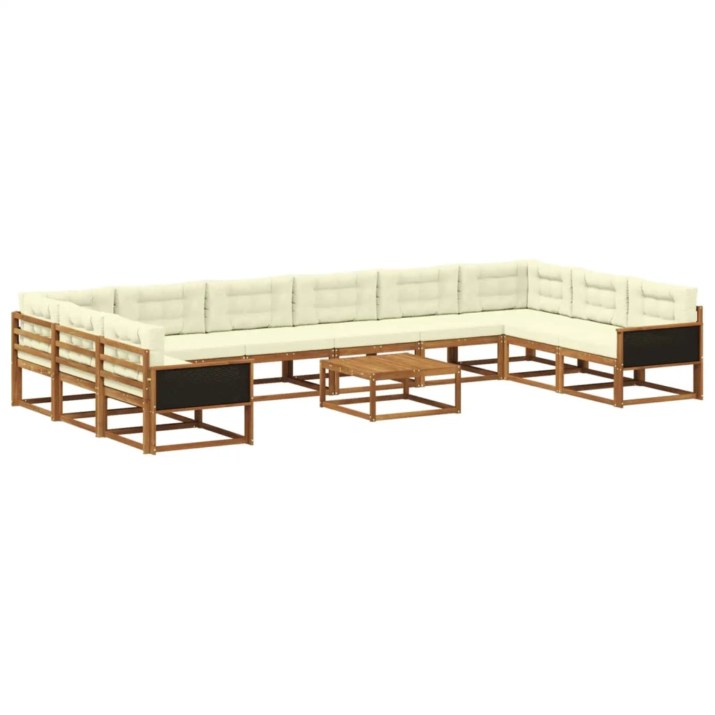 Set di divani da esterno con cuscino 11 pcs Naturale e Crema 3382933