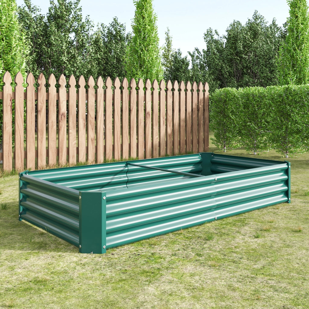 Orto rialzato su gambe in lamiera d'acciaio zincata con fondo aperto per verdure erbe e fiori verde 180 × 91 × 30 cm