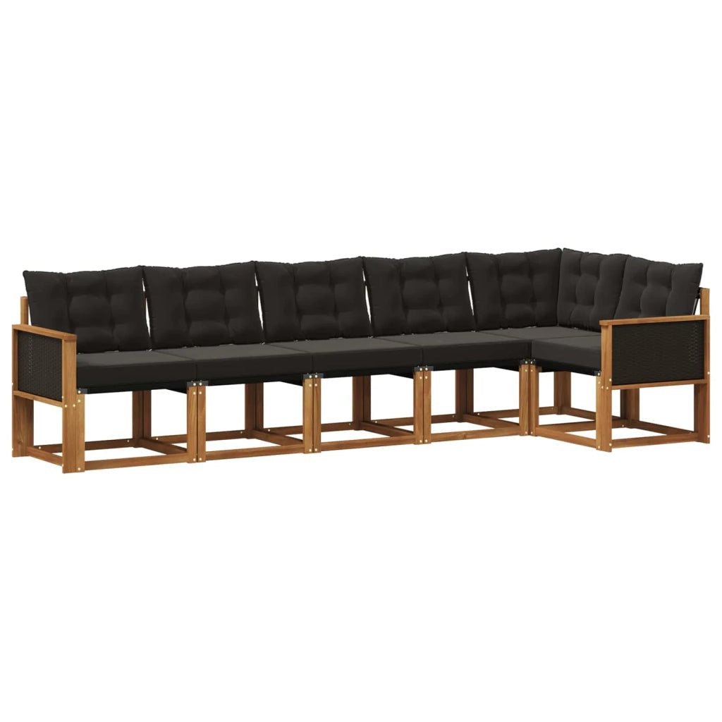 Set di divani da esterno 6 pz Naturale e Nero 3381976