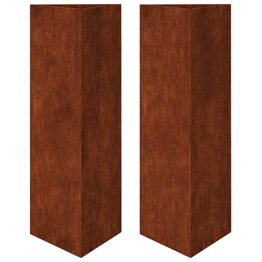 Fioriere da Giardino 2 pz Triangolari 30x26x75cm Acciaio Corten 851156