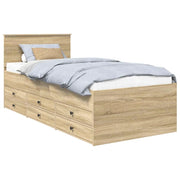 Letto singolo | Letto per adulti | Daybed Rovere Sonoma e Nero 100 x 200 cm Legno multistrato