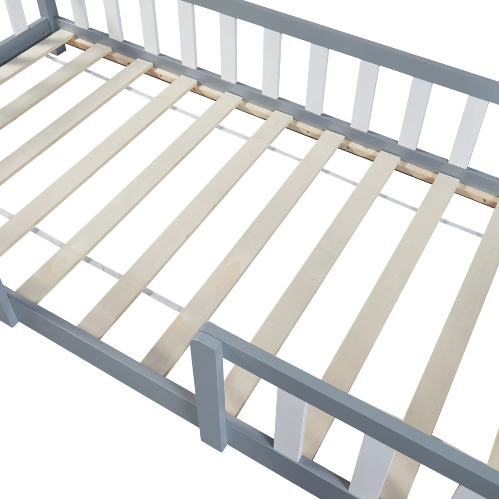 Letto per Cameretta Sisimiut a Forma di Casetta 90x200 cm Grigio chiaro / Bianco [en.casa]