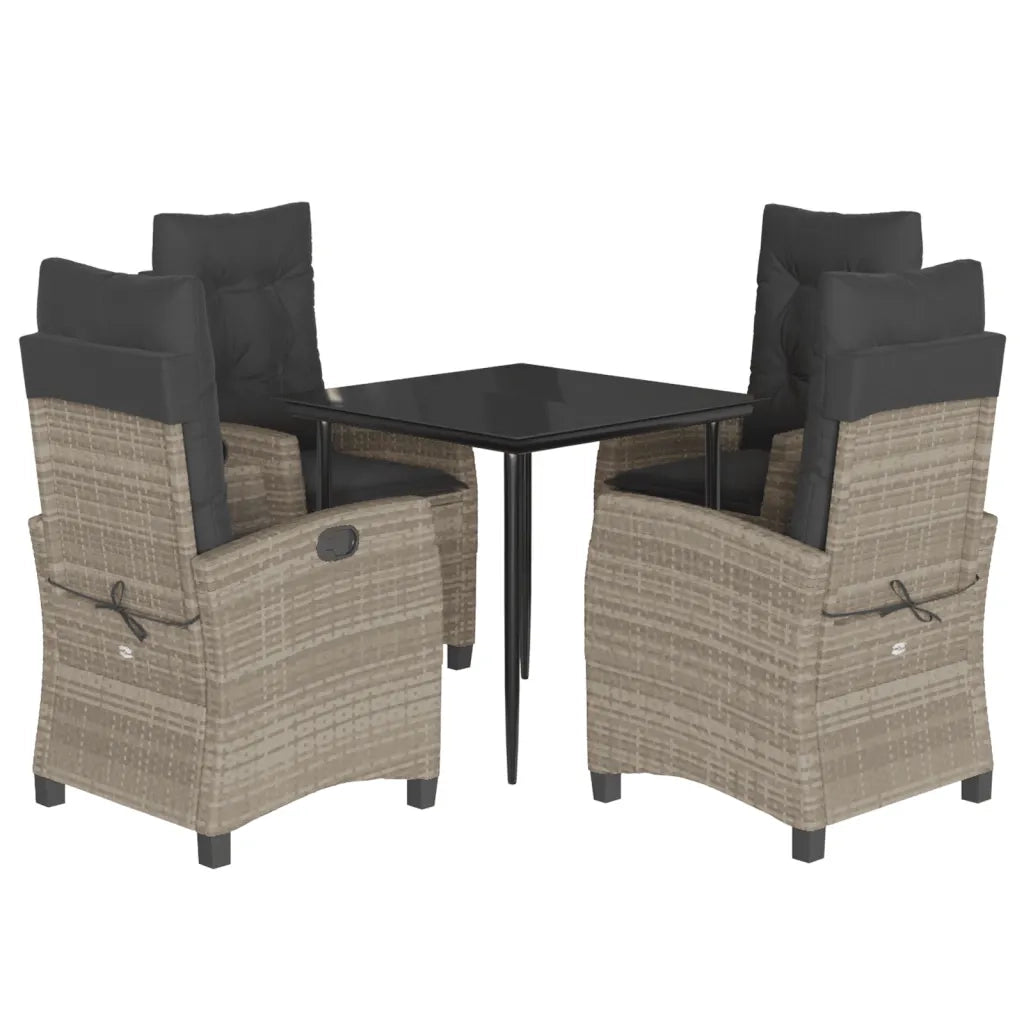 Set Pranzo da Giardino 5pz con Cuscini Grigio Chiaro Polyrattancod mxl 111050