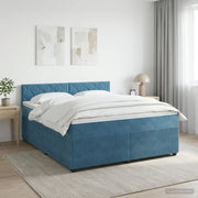 Letto box spring con materasso Blu Scuro 140 x 200 cm Velluto 3451701