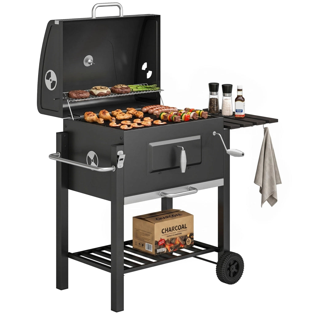 Barbecue Smoker per Giardino ¨C zephmum ¨C Grigio, Acciaio, 113x65x108 cm