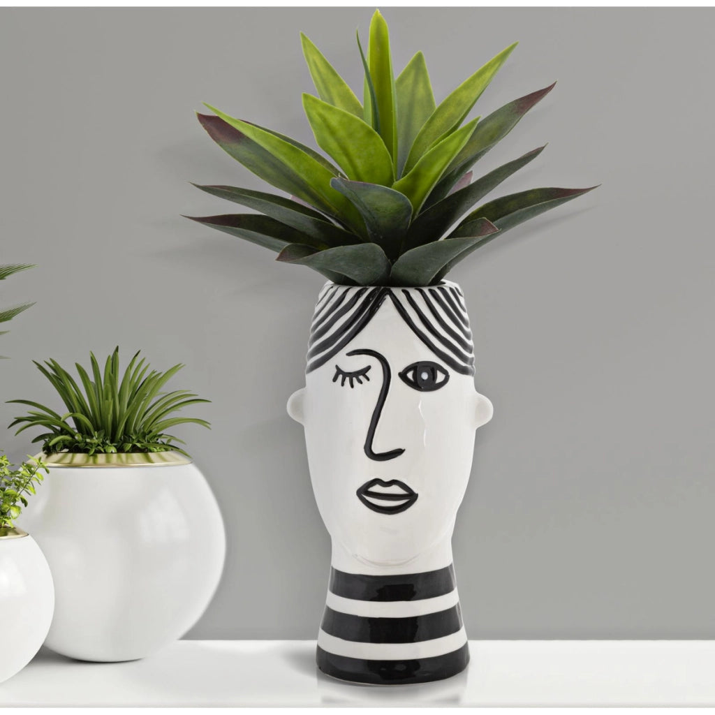 Vaso Decorativo Viso 31, Bianco, Porcellana, 13,2x11,8x26,3 cm