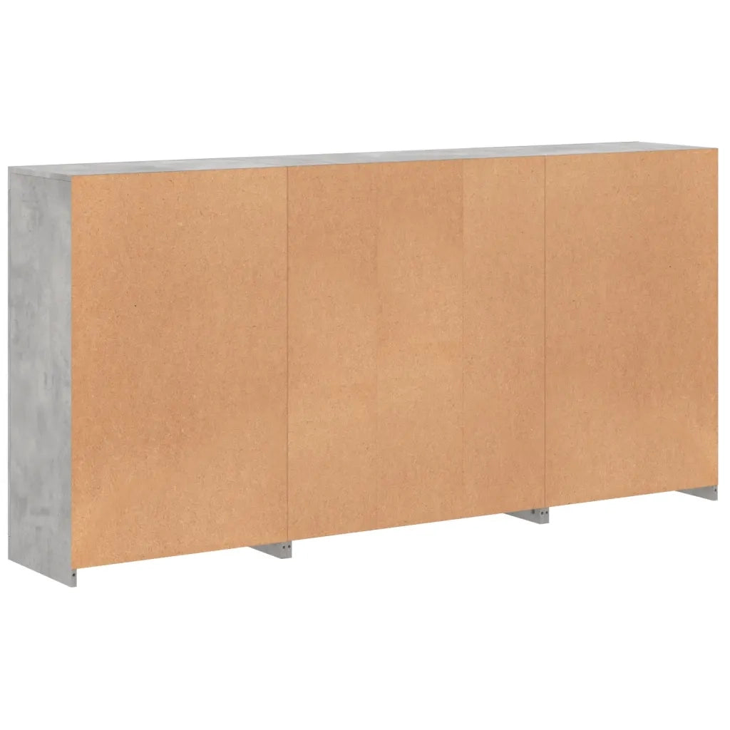 Credenza con Luci LED-Buffet-Armadio da cucina Grigio Cemento 202x37x100 cm