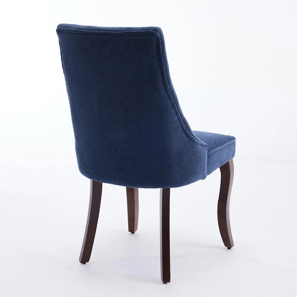 Set 2 sedie Channel - Xylo - tessuto floqué blu gambe legno curvate
