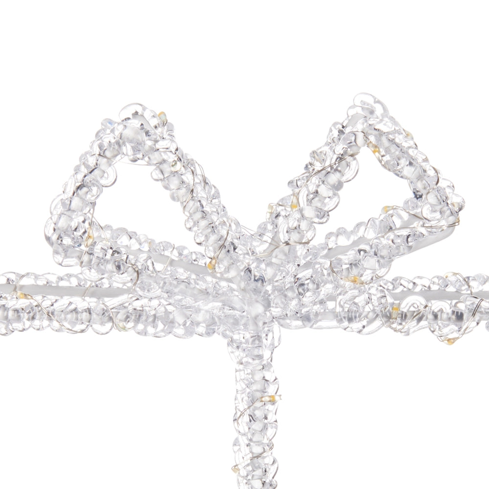 Decorazione natalizia per interno ed esterno a forma di regalo Luci LED illuminazione struttura metallica bianca accessorio di Natale