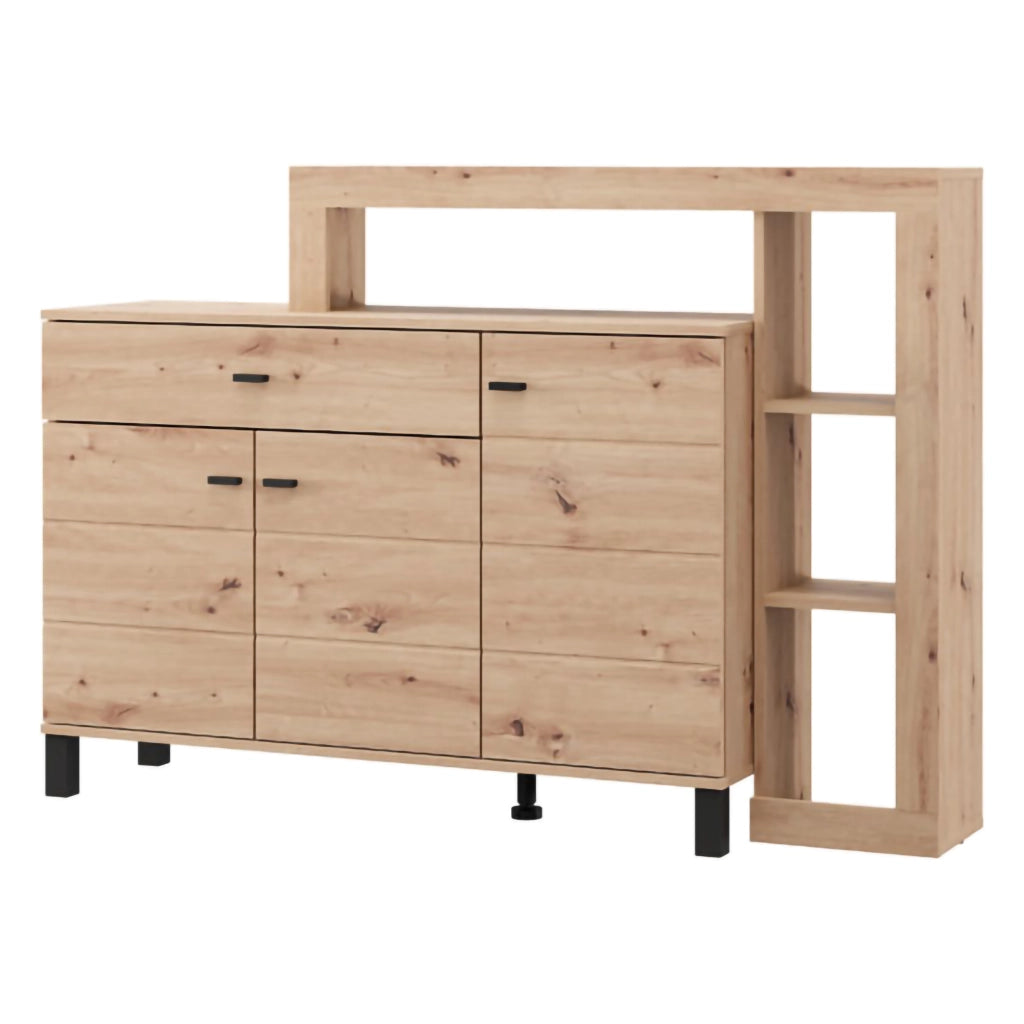 Madia Piriap, Credenza un Cassetto, 145x35x101h cm Marrone Rovere Nodi