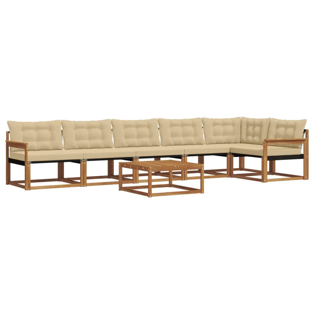 Set di divani da esterno con cuscino 7 pcs Naturale e Beige