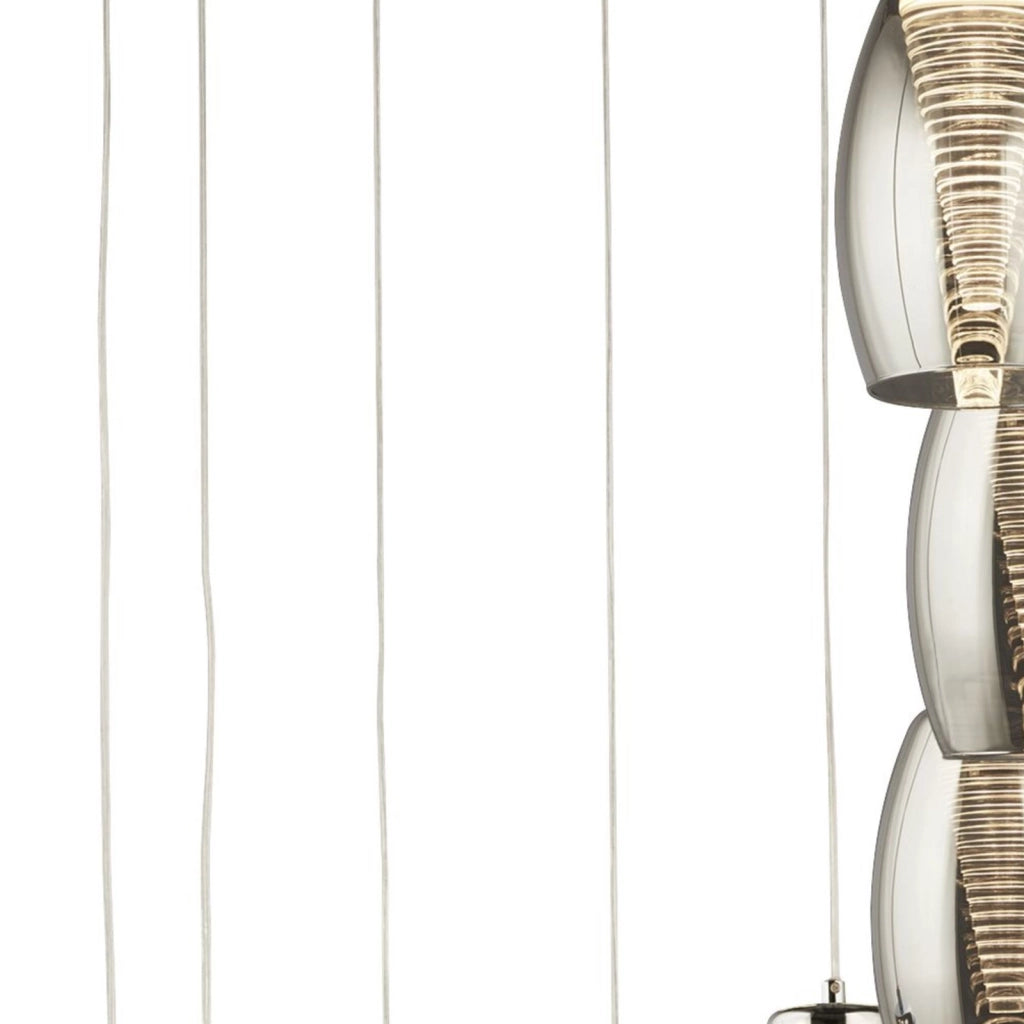 Lampadario Contemporaneo Ciclon Acciaio Cromo Vetro Fumè Led 63W 3000K