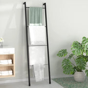 Set di accessori da bagno a 4 pezzi con appendiasciugamano, tappo per doccia, maniglione e fissaggio a muro in acciaio inossidabile laccato.
