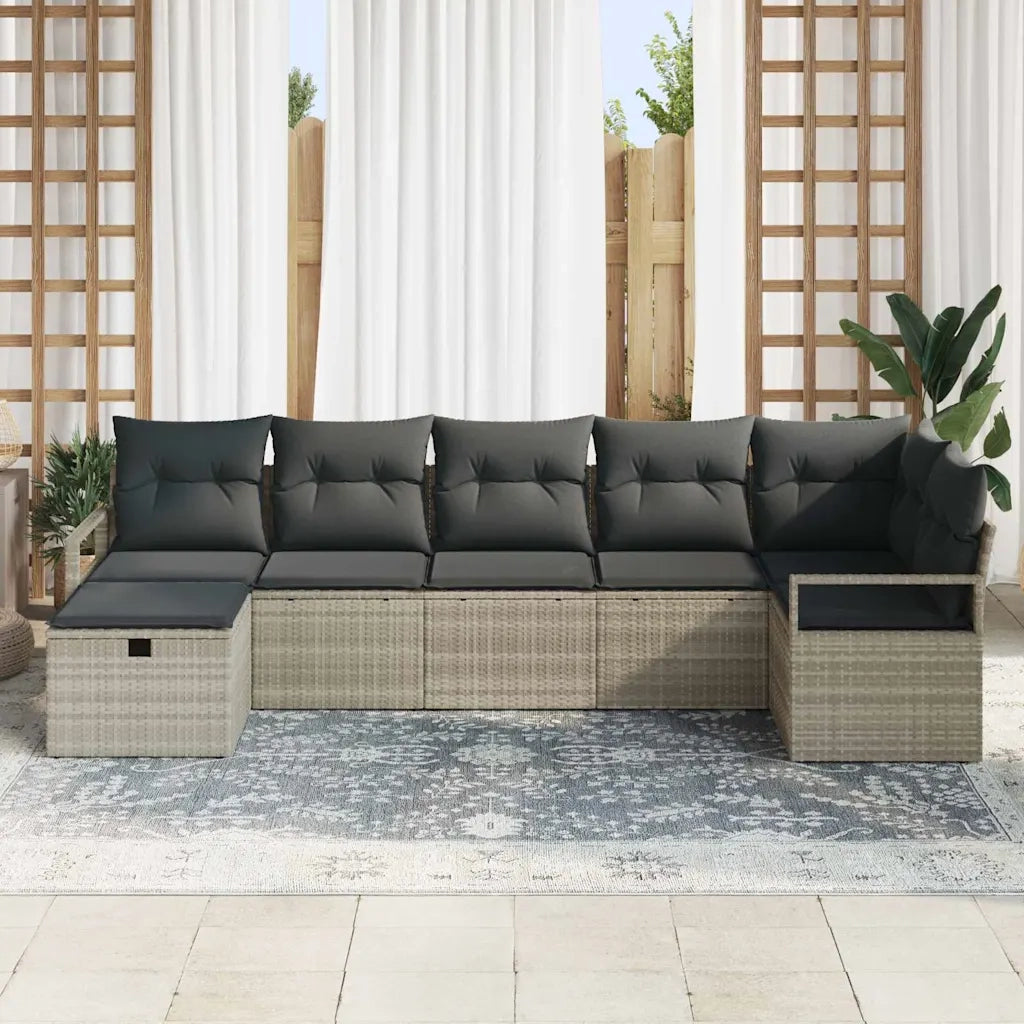 Set di divani con cuscino 7 pcs Grigio chiaro polyrattan 3359201