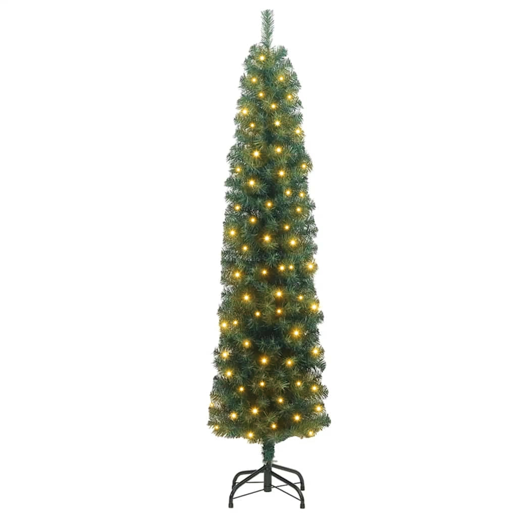 Albero di Natale Slim con 300 LED Verde 210 cm