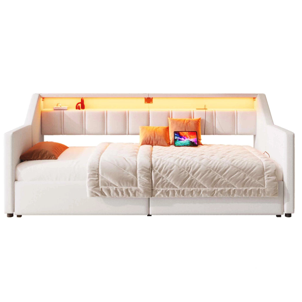 Letto giorno funzionale in lino 90x200 cm