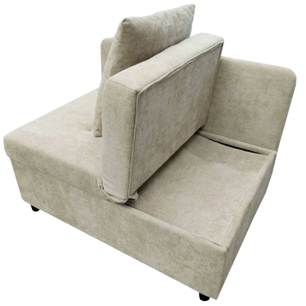 Divano letto trasformabile 3 in 1 con schienale reclinabile in tessuto di lino beige