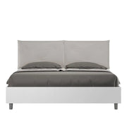 Letto matrimoniale senza rete 160x200 bianco frassino cuscini similpelle tortora Egos Appia
