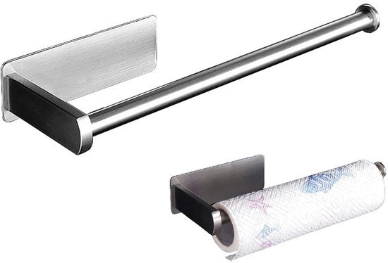 Sostituzione RVS contenitore per carta igienica, 32cm contenitore per carta igienica senza perforazione, contenitore per carta igienica autoadesivo, contenitore per carta igienica senza perforazione per cucina, cucina o armadietto bagno.
