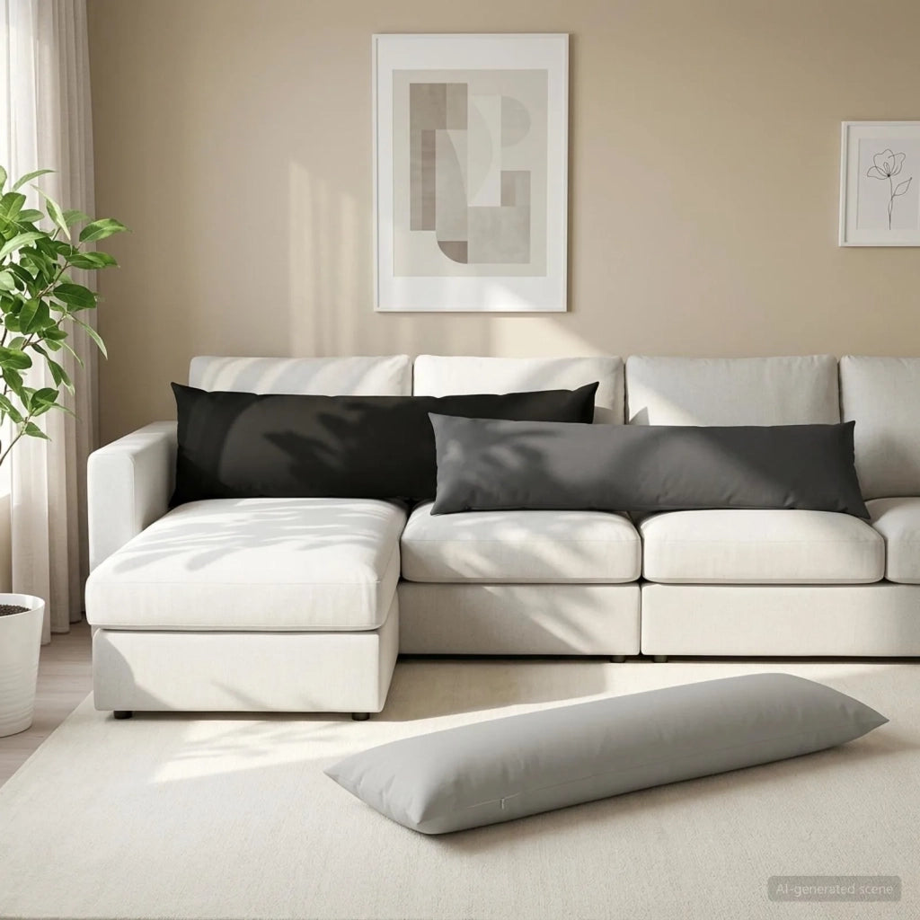 Cuscino con cuscino HEERLEN 2 pz Nero Poliestere 926234