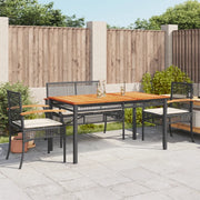 Set da Pranzo da Giardino 5 pz Nero con Cuscini in Polyrattan