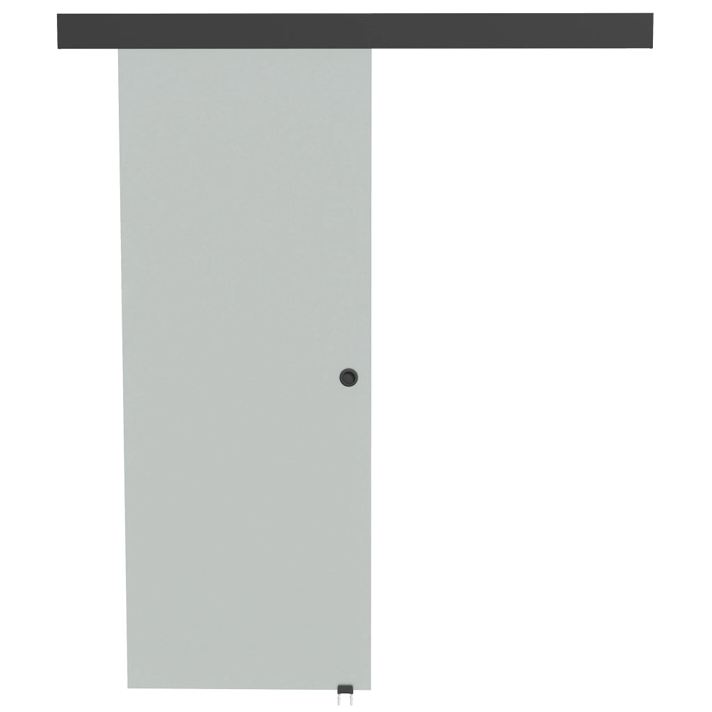 Porta Scorrevole 77,5x205 cm con Binario Silenzioso e Guida in Vetro Temperato Sabbiato Trasparente