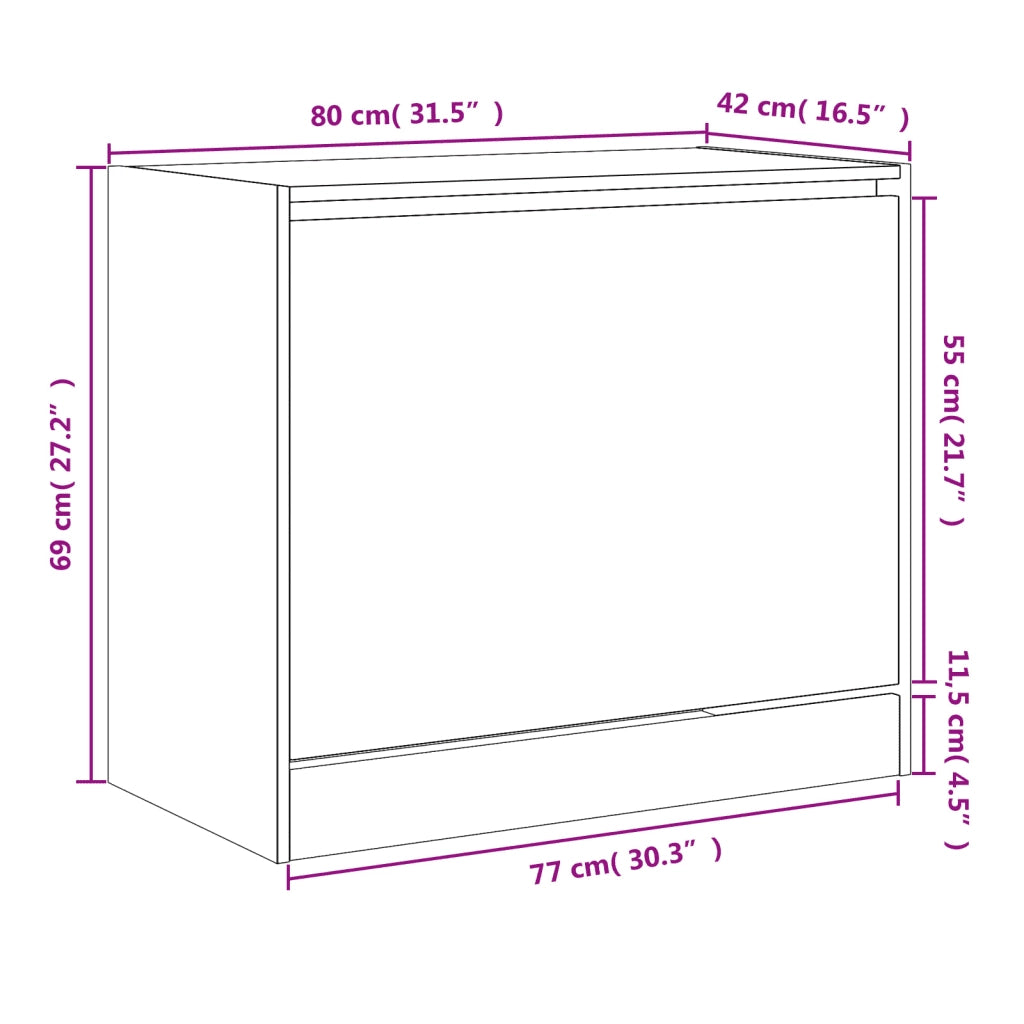 Scarpiera Nera 80x42x69 cm in Legno Multistrato 840002