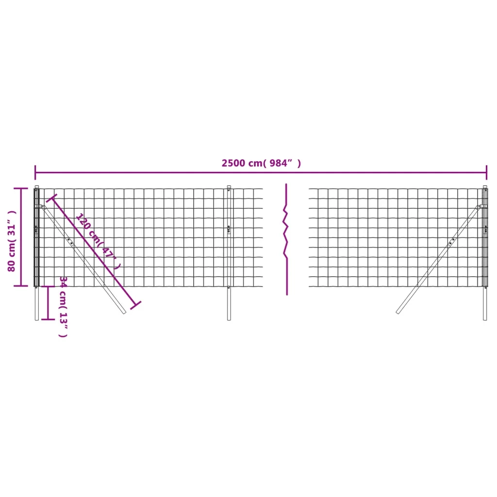 Recinzione da Giardino | Recinzione Metallica Antracite 0,8x25 m in Acciaio Zincato
