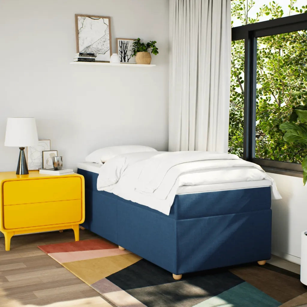 vidaXL Giroletto a Molle con Materasso Blu 80x200 cm inTessuto